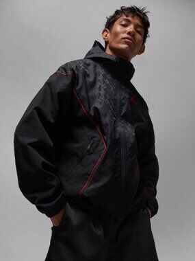 NEW Nike Jordan Brooklyn Draft Hooded Jacket Black Red HV0554-010 Men's Size L